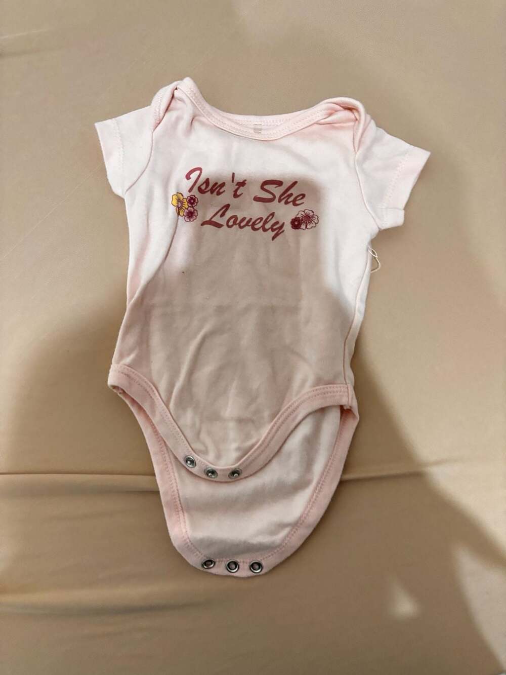 Kidgets Isn't She Lovely Bodysuit Size 3/6M Pink Short Sleeve